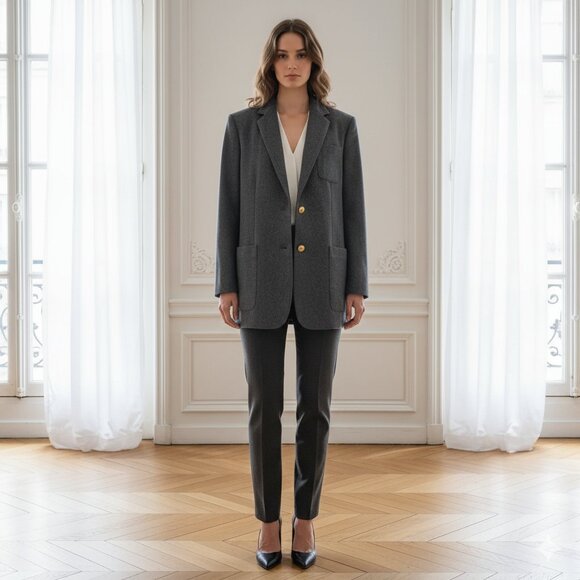 Lauren Ralph Lauren Gray Wool/Cashmere blend long jacket size 14W - Picture 1 of 14